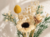 Cream Sunflower Glass Bottle Set - Eveléa Studio dried flower arrangement