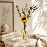 Golden Sunflower Glass Bottle Set - Eveléa Studio dried flower arrangement