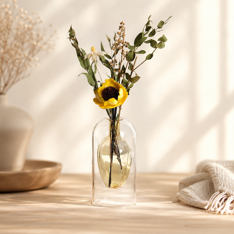 Dried Golden Sunflower Bottle Set