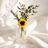 Golden Sunflower Glass Bottle Set - Eveléa Studio dried flower arrangement