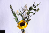 Golden Sunflower Glass Bottle Set - Eveléa Studio dried flower arrangement